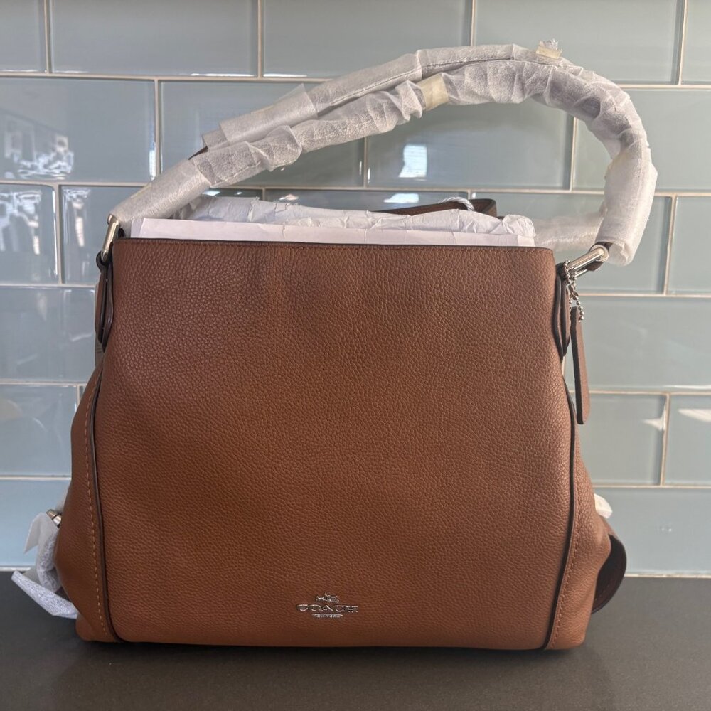 Coach Edie 31 Tan Pebbled Leather Shoulder Bag- NWT